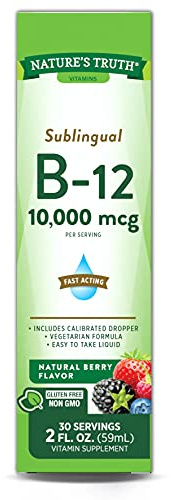 Nature's Truth Sublingual Vitamin B-12 10,000 Mcg, Fast Acting Liquid, Natural Berry Flavor, 2 Fluid Ounce (Pack of 1)