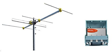 Kit adeguamento impianto digitale terrestre antenna VHF 4 elementi e miscelatore LTE Offel fabbricazione Italiana