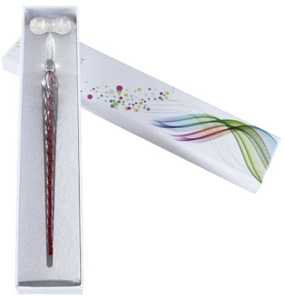 Co-link Kristall Glas Dip Pen, kreative handgemachte Unterschriftsstifte aus Glas, Elegante Dip Sign Pen Gesch?ftspr?sentation mit EIN Stifthalter Geschenkpaket (Rot)