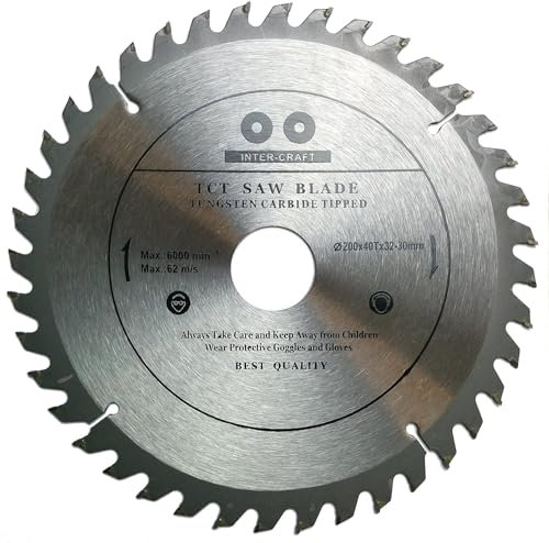 Inter-Craft - Lama per sega circolare per legno, 200 x 32-30 mm x 40 denti