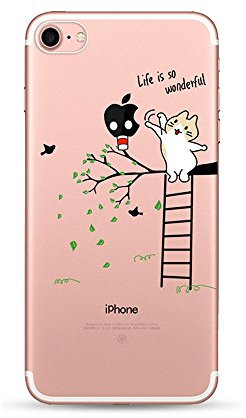 Kreativ Hülle für iPhone 5S iPhone 5 iPhone SE, CrazyLemon Transparent Klar Weich TPU Silikon Handyhülle Durchsichtig Niedlich Grünes Blatt und Katze Muster für iPhone 5S iPhone5 iPhone SE - Pattern10