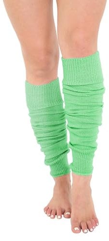 Crazy Chick® Deluxe Luxurious Ladies 80's Plain Ribbed Leg Warmers Legwarmers 12 Color TU TU (Green)