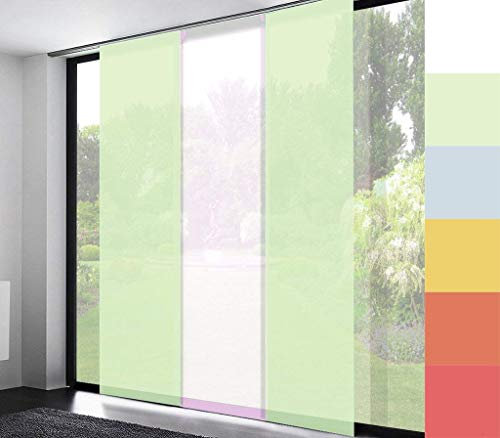 A-TEXTILE-24 Schiebegardinen nach Maß Schiebevorhänge Maßanfertigung flächenvorhang schiebegardinen inklusive Laufwagen und Beschwerungsstange (H:210cm x B:60cm/Light Green)