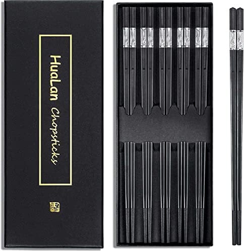 HuaLan baguettes en fibre de verre baguettes réutilisables lavables au lave-vaisselle ménage/restaurant baguettes 5 paires coffret cadeau