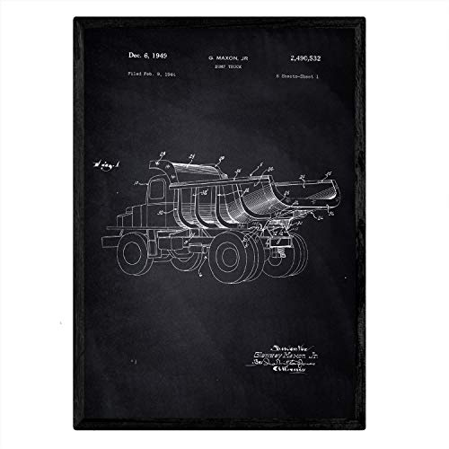 Nacnic Poster mit Patent 3. Folie mit Lastkraftwagen alten Design-Patent in der Größe A3 mit schwarzem Hintergrund
