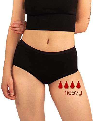 Cool Period Bio GOTS Zertifizierte & Organic Menstruationsunterwäsche – Auslaufsichere Periodenunterwäsche für Starke Blutung | Waschbare Baumwoll Unterwäsche Damen M