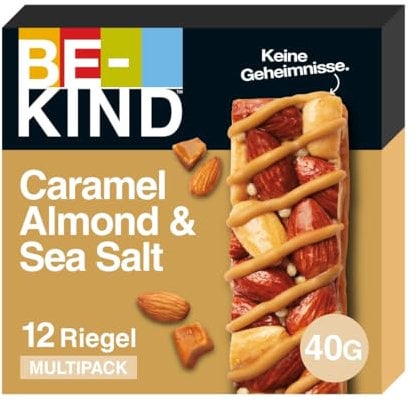 BE-KIND Riegel, glutenfreie Snack-Riegel, Caramel Almond & Sea Salt, hoher Ballaststoffgehalt, ohne künstliche Farb-, Aroma- oder Konservierungsstoffe, 12 x 40g