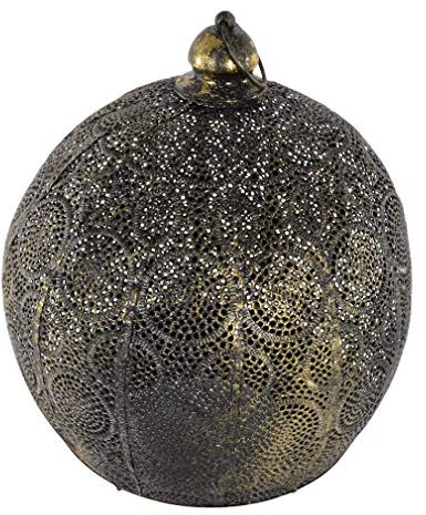 Moritz Windlicht orientalisch Durchmesser 33 x 39 cm Kugel alt Gold Arabisch verziert Muster Lampe für Garten Terasse Balkon Deko Gartenfackel Fackel Kerzen