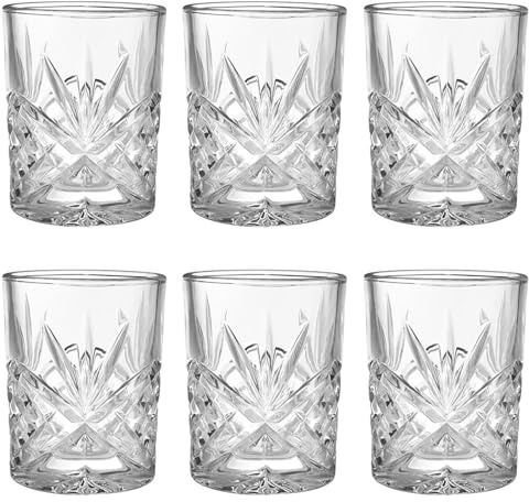 BUTLERS 6er Set Shotglas 90 ml Klarglas - CRYSTAL CLUB - | Farbe Durchsichtig - Spirituosengläser für Kräuterlikör - Stamper für Tequila - Strukturierte Prägung
