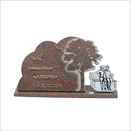Marbrerie Funelior Arbre-Oiseau - Plaque funéraire Granit - Granit - Vert Olive | Afrique du Sud - 65cm