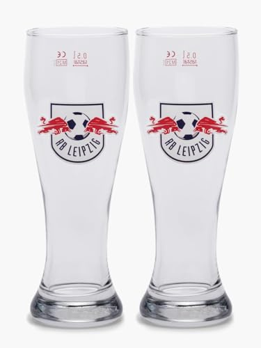 RB Leipzig Weißbierglas 2er Set - Logo - Glas Bierglas Weizenbierglas RBL - Plus Lesezeichen Wir lieben Fußball