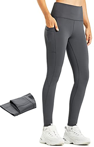 Libin Thermo Leggings Damen Winter Warm Thermoleggins | Laufhose Hohe Taille Wasserabweisend Thermohose Sport Leggins Wanderleggings mit Taschen