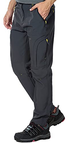 CARWORNIC Men's Warm Fleece Lined Snow Hiking Pants Winter Outdoor Windproof Waterproof Climbing Skiing Pants