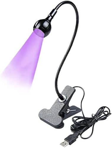 USB 3W LED UV Ultraviolet Phone Glue Curing Lamp,UV Led Nail Lamp for Gel Nails,Portable Clamp Flexible Desk Lamps for Mobile Repair,Plug and Play Black