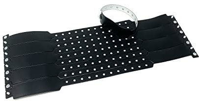 PVC Einlassbänder Vinyl Kontrollbänder Eintrittsbänder - twist4® (schwarz, 10 Stück)