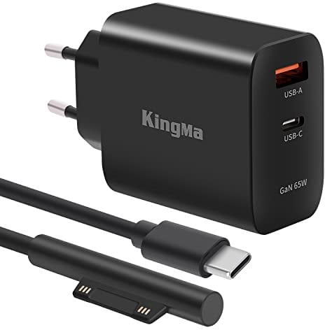 USB C Laptop Ladegerät 65W mit PD Microsoft Surface Ladekabel 2-Port USB C Netzteil Schnellladegerät Laptop GaN Charger für Surface Pro 3/4/5/6/7/8/X Surface Go/Surface Laptop/Surface Book