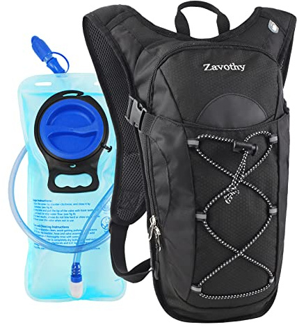 Zavothy Lightweight Hydration Backpack with 2L Water Bladder Water Backpack Hydration Pack for Cycling Running Biking Hiking Backpack Black