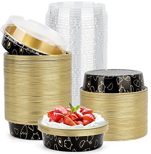 Beasea Mini teglie per crostata con coperchi, 100 pezzi, 10 pollici, 226,8 g, in alluminio, usa e getta, piccoli contenitori rotondi per torte singoli per dessert, muffin, cheesecake, pirofile, quiche