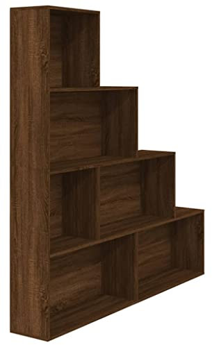 vidaXL Bücherregal Treppenregal Stufenregal Standregal Lagerregal Büroregal Regal Wandregal Aktenregal Raumteiler Braun Eichen-Optik 155x24x160cm