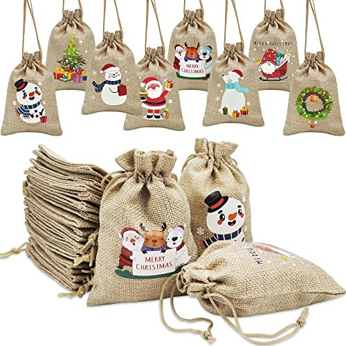 Adventskalender zum Befüllen, 24 Adventskalender Säckchen Selber Befüllen 2024, Weihnachtskalender zum Befüllen Kinder Adventskalender Stoffbeutel Tüten zum Befüllen und Verschenken (24 Stück)