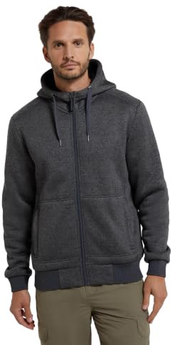 Mountain Warehouse Nevis Mens Full Zip Hoodie | Comfortable & Warm Soft Fleece Lined Jumper with Adjustable Hood, Zipped Pockets for Safe Storage, For Layering & Winter