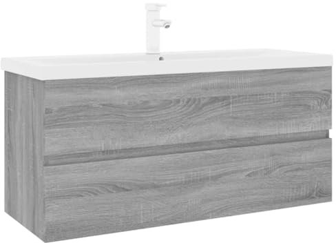 vidaXL Meuble Lavabo avec Bassin Intégré Armoire sous Lavabo Meuble de Rangement de Salle de Bain Maison Sonoma Gris Bois d'Ingénierie