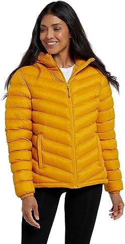 Mountain Warehouse Seasons Womens Padded Jacket - Water Resistant Coat, Puffer Jacket, Front Pockets, Adjustable Elastic Cuffs & Hood - For Autumn, Winter, Outdoors Yellow Women's Size 8