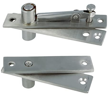 Amig - Juego de Bisagras para Puerta Pivotante - Ideal Puertas, Pantallas Giratorias, Abatibles - Bisagra Oculta 360º - 130,5 x 25 mm y 131 x 25 mm - Cantos Cuadrados - Acero Inoxidable 18/8