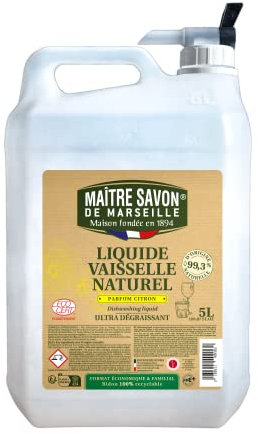 Maître Savon de Marseille Liquide ultra dégraissant naturel 5L - Citron - Ecocert