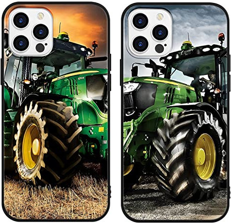 [2 Stück] Handyhülle für Samsung Galaxy A12 Hülle 6,5, Schutzhülle Weich Stoßfest TPU Silikon Case Grün/Schwarz Cartoon Cool Trecker Traktor Motiv Design Hülle für Männer Freund Jungs Geschenke