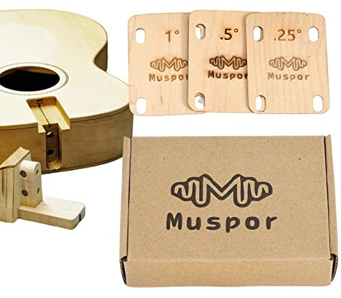 Teksome Gitarren-Hals-Shims | 3 Stück E-Gitarren-Verstärkungsplatten | Bass Shims für Gitarren- und Basshalsreparatur, 0,25 0,5 1 Grad
