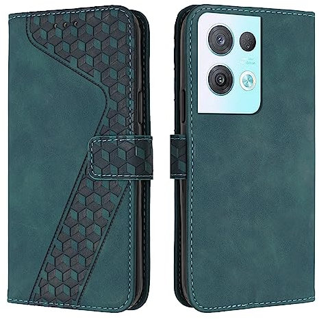 YIRRANZD Coque pour Oppo Reno 8 Pro 5G, Étui Housse Protection en Cuir PU [Pochette de Portefeuille] [Magnétique], Antichoc Etui à Rabat pour Oppo Reno 8 Pro 5G (Vert)