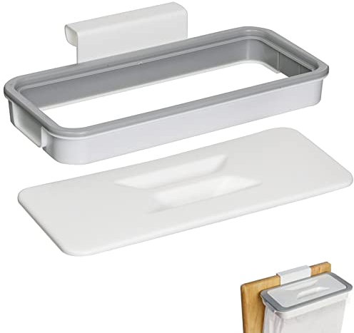IOSPKKIO® Support de sac poubelle suspendu avec couvercle, carré, portable, pour accrocher des ordures, pour cuisine, armoire, voyage, camping, facile à utiliser