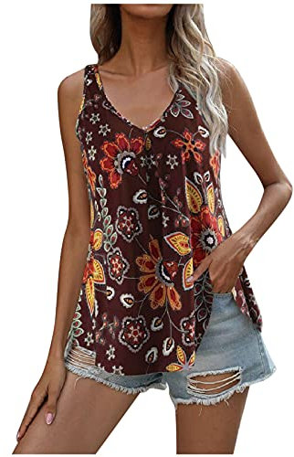 Kobilee Abbigliamento Donna Cotone Casual Elasticizzato Camicia Scollato Elegante Curvy Canottiera Spalla Larga Estiva Tank Top Sexy Discoteca T-Shirt Canotta Senza Maniche Lunga