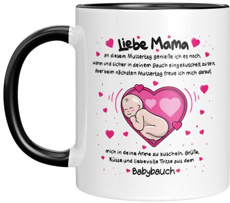 LIEBTASTISCH - Liebe Mama - Muttertag - Geschenk für eine werdende Mama - Muttertag - Geschenkidee - Muttertagsgeschenk - Mamatasse (Schwarz, Liebe Mama)