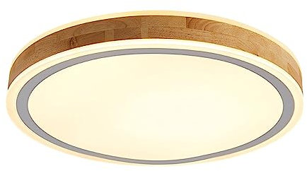 CSSYKV Luz De Techo Redonda Ultrafina De 1,9 Pulgadas Accesorio De Iluminación De Madera Cerca del Techo, Lámpara De Techo con Pantalla Acrílica Aparatos De Iluminación Atenuación De Tres Colores
