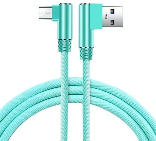YSJJZRL Micro USB Cable USB to Micro USB Charger Cable 90° Right Angle Nylon Braided Micro USB Charging Cable (2M,Green)