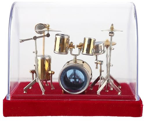 KERREY Miniature Drums Musical Instrument Kit Model Ornament Home Office Desktop Decoration With Storage Box Mini Musical Instrument Ornaments (Color : 14cm)