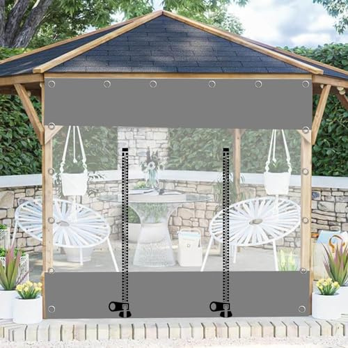 Pxzybd Gazebo Panneau De Bâche Transparente Et Imperméable,avec Fermeture Éclair,Rideau De Bâche Extérieur Étanche Claire avec Œillets,Bâche PVC 0.3mm,Résistant Aux Intempéries,W×H-2×3m(6.6 * 9.8ft)