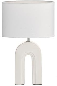Pauleen 48320 Tischleuchte Glow of Purity E14 max. 20W Weiß, Beige Stoff, Keramik Nachttischleuchte