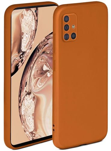 ONEFLOW Soft Case für Samsung Galaxy A51 Hülle aus Silikon mit Kameraschutz, Silikonhülle mit erhöhtem Schutz fürs Display, Backcover Schutzhülle, weiche Handyhülle, Braun
