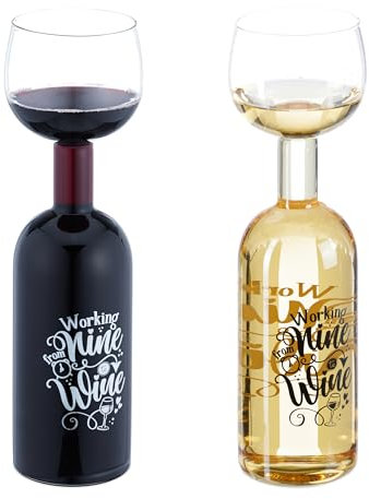 Relaxdays Bouteille avec Verre intégré, 750 ML, Superbe idée Cadeau Original pour Les Amateurs de vin, Transparent