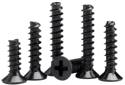 Ctongrun-Zylindrische Kopfschrauben M1 M1,2 M2 M2,3 M2,6 M3 M4 Mini-Schraube aus schwarzem Kohlenstoffstahl, Kreuzschlitz-Senkkopfschraube Langlebig und robust(6mm,M2.0 (100pcs))