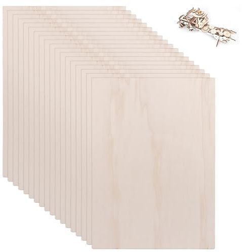 LOLYSIC 18 Stück Sperrholz 3mm, A3 Sperrholzplatte, Holz Platten Holzplatten zum Basteln für DIY, Laserbearbeitung, Brandmalerei, Modellbau, Deko, Gemälde, 420x300x2mm