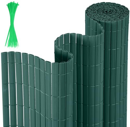 Joparri Sichtschutzmatte 90 x 600 cm PVC Sichtschutzzaun 3-Gewicht-Verstärkung, Stabil PVC Sichtschutzstreifen Grün Privatsphäre Sichtschutz für Garten Balkon Terrasse Zaun