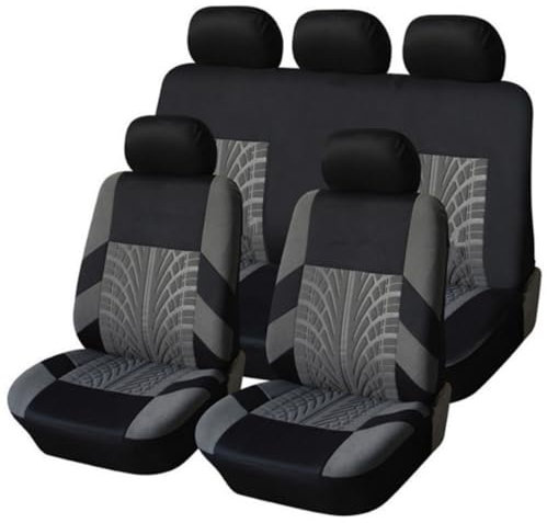 LMSMGS 9 Stück Sitzbezüge für Dacia Solenza/Spring Electric/Spring Electric 2000-2023, Guter Atmungsaktivität Verschleißfestem Polyester Stoff Sitzbezüge Innenraum Zubehör,Grey