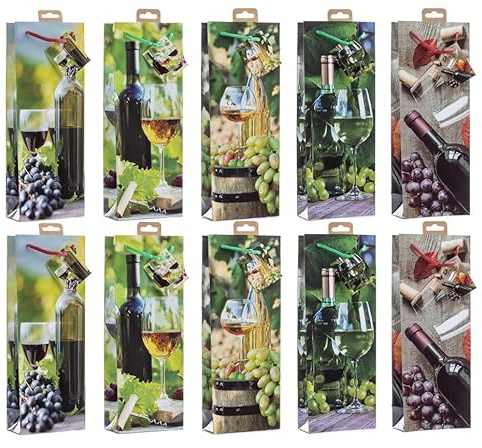 Laro Premium Weinflaschentüten Geschenkverpackung Blumen 10-100 Stk, Anzahl:10, Muster Tüten:Outdoor