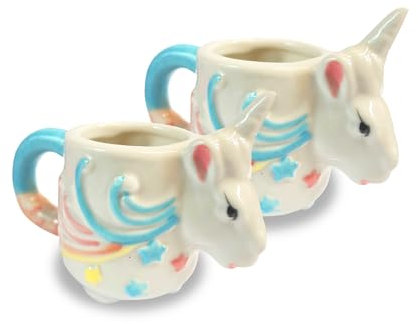 Carlso Witziges Schnapsglas aus Keramik für Fastnacht, Silvester, Weihnachten und JGA (Einhorn, 6 Stück)