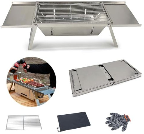 BBQ mini Grill Klappgrill Holzkohlegrill Picknickgrill Edelstahl Camping Tragbar