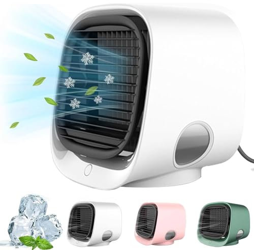 Aire Acondicionado Oribreeze,Aire Acondicionado De Escritorio De Nueva ActualizacióN,Aire Acondicionado PortáTil Con Luz Nocturna, Enfriador De Aire Para Casa,HabitacióN,Camping,Coche,Oficina (Blanco)